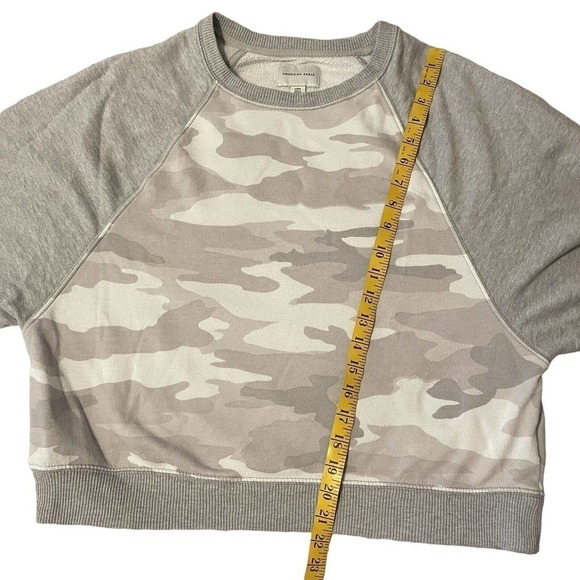 American Eagle Camo Cropped Sweatshirt Raglan Sleeve Gray White Large Lo… - Picture 4 of 10